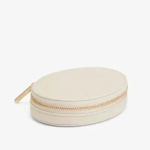 CUYANA Ecru Leather Travel Jewelry Case